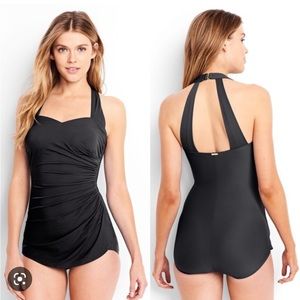 Slender tunic Lands End swim skirted sarong one piece